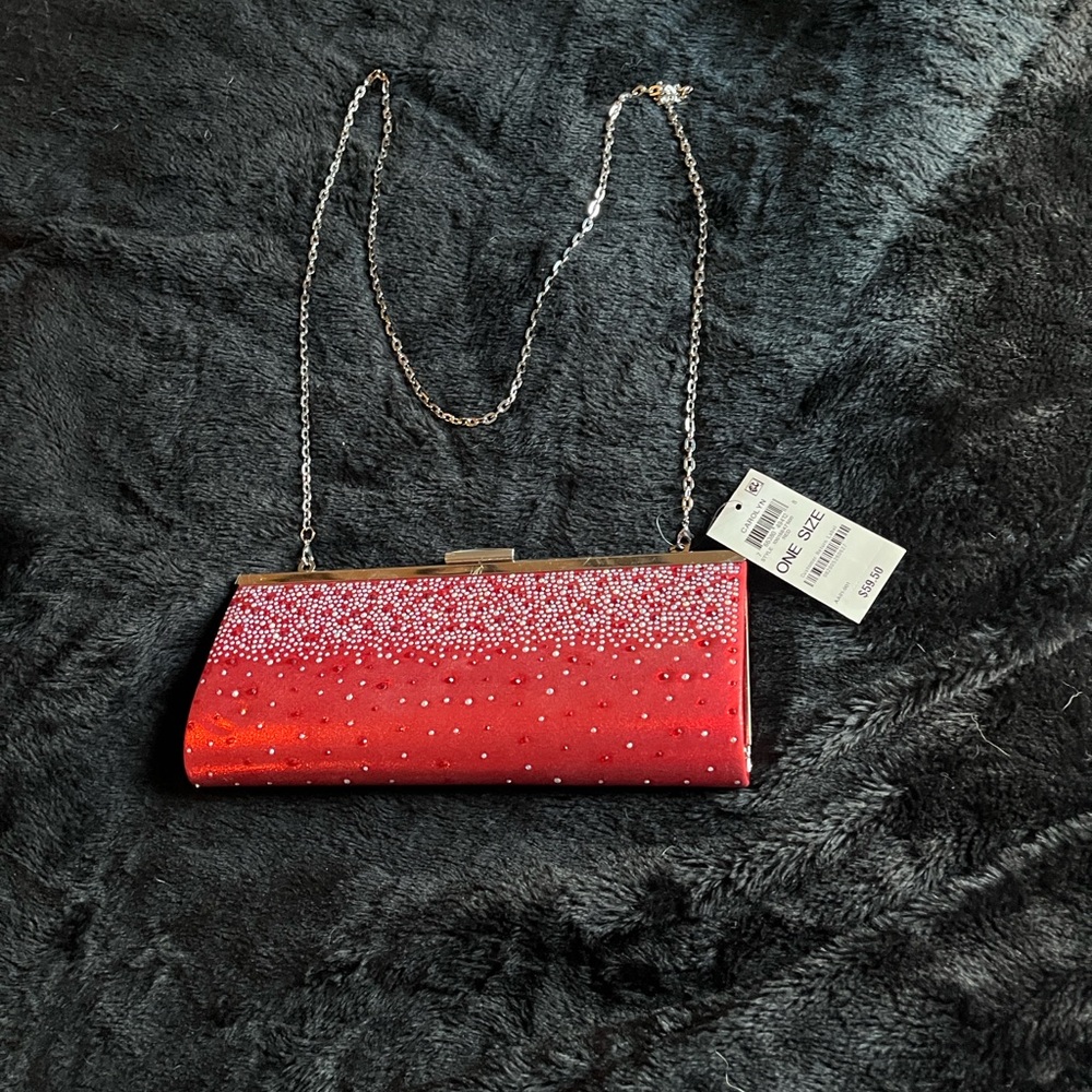 Elegant Red Clutch with Chain Strap